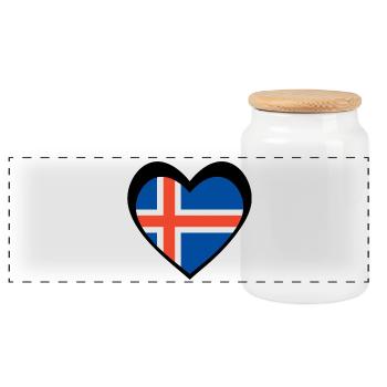 Ísland Svart Hjarta – Ást til Íslands - Panoramic Cookie Jar with Wooden Lid - white - Front