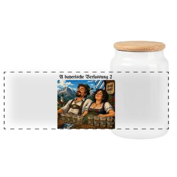 _A_bayerische_Verfassung_II - Panorama Keksdose mit Holzdeckel - Weiß - Vorne