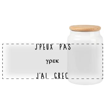 J'peux Pas J'ai Grec Humour - Boîte à biscuits avec couvercle en bois - blanc - Devant