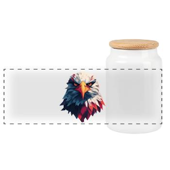 Majestic eagle piercing gaze - Panoramic Cookie Jar with Wooden Lid - white - Front