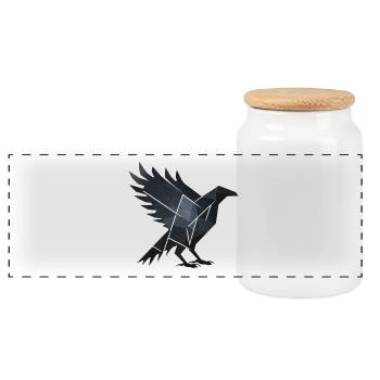 Corbeau noir - Boîte à biscuits avec couvercle en bois - blanc - Devant