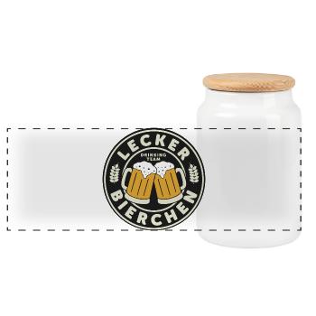 Lecker Bierchen trinken shirt JGA - Panorama Keksdose mit Holzdeckel - Weiß - Vorne