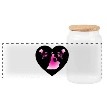 Dance - Panoramic Cookie Jar with Wooden Lid - white - Front