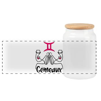 Gémeaux français - Boîte à biscuits avec couvercle en bois - blanc - Devant