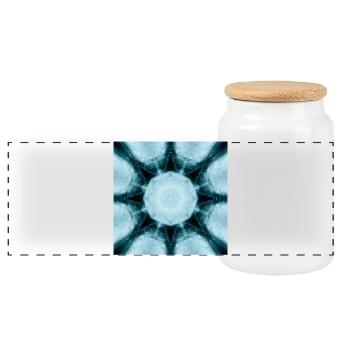 Icy Mandala Kaleidoscope - Panoramic Cookie Jar with Wooden Lid - white - Front