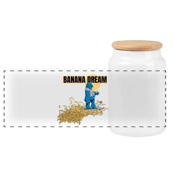 Banana Dream Surf - Boîte à biscuits avec couvercle en bois - blanc - Devant
