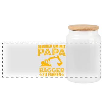Geboren um mit papa bagger zu fahren baggerfahrer - Panorama Keksdose mit Holzdeckel - Weiß - Vorne
