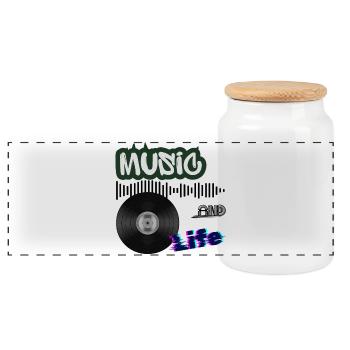 Vinyl - Panorama Keksdose mit Holzdeckel - Weiß - Vorne