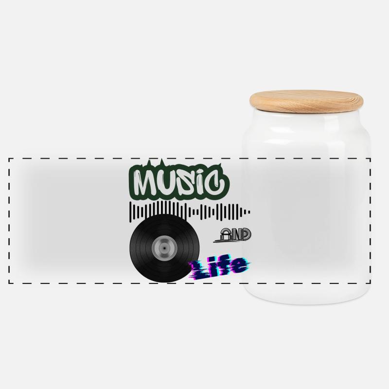 Vinyl - Panorama Keksdose mit Holzdeckel - Weiß