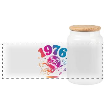 Millésime 1976 - Boîte à biscuits avec couvercle en bois - blanc - Devant