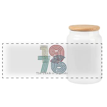 50e anniversaire 1976 - Boîte à biscuits avec couvercle en bois - blanc - Devant