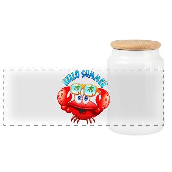 Crab Süßer Sommer-Cartoon mit Sonnenbrille - Panorama Keksdose mit Holzdeckel - Weiß - Vorne