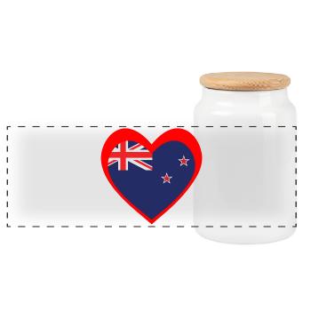 Ngākau Whero Aotearoa - Panoramic Cookie Jar with Wooden Lid - white - Front