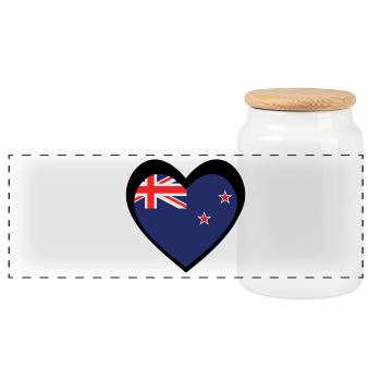Ngākau Pango Aotearoa - Panoramic Cookie Jar with Wooden Lid - white - Front