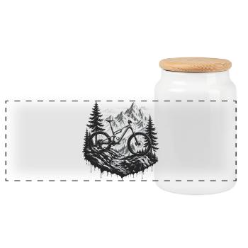 VTT VTT, Descente en montagne, Sports naturels - Boîte à biscuits avec couvercle en bois - blanc - Devant