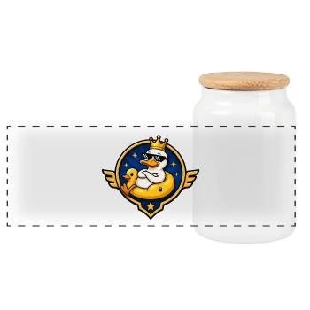 King Duck with Sunglasses - Panoramic Cookie Jar with Wooden Lid - white - Front