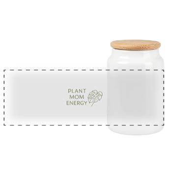 Plant Mom Energy - Panoramic Cookie Jar with Wooden Lid - white - Front