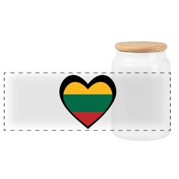 Juoda Širdis Lietuva - Panoramic Cookie Jar with Wooden Lid - white - Front