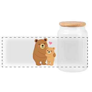 Bear hug - Panoramic Cookie Jar with Wooden Lid - white - Front