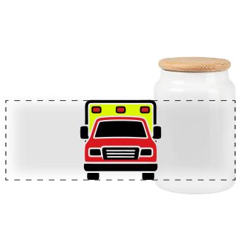 Ambulance Ambulance Front - Boîte à biscuits avec couvercle en bois - blanc - Devant