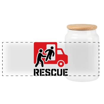 Opérations de secours et de secours - Boîte à biscuits avec couvercle en bois - blanc - Devant