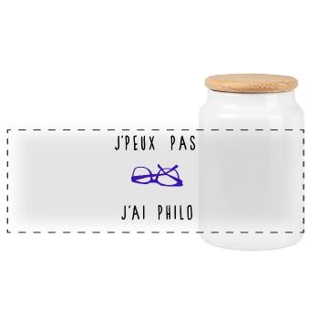 J'peux Pas J'ai Philo Humour - Boîte à biscuits avec couvercle en bois - blanc - Devant