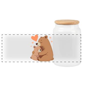 Bärenmama & Babybär - Panorama Keksdose mit Holzdeckel - Weiß - Vorne