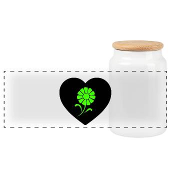 Fleur - Boîte à biscuits avec couvercle en bois - blanc - Devant