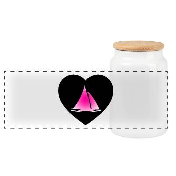 Voile - Boîte à biscuits avec couvercle en bois - blanc - Devant