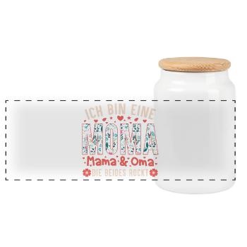 Ich Bin Eine Moma – Mama & Oma Die Beides Rockt - Panorama Keksdose mit Holzdeckel - Weiß - Vorne