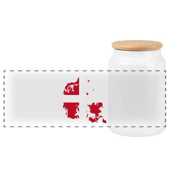 Carte du drapeau du Danemark - Boîte à biscuits avec couvercle en bois - blanc - Devant