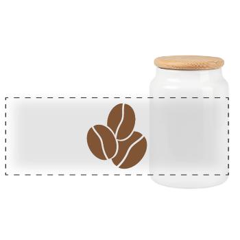 Coffee Beans - Panoramic Cookie Jar with Wooden Lid - white - Front
