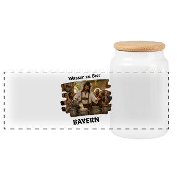 Wasser_zu_Bier - Panorama Keksdose mit Holzdeckel - Weiß - Vorne