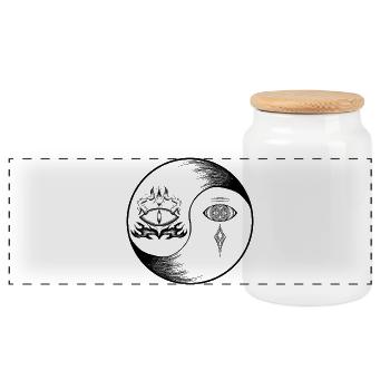 Find the peace within you - Panoramic Cookie Jar with Wooden Lid - white - Front