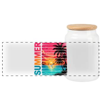 Retro Summer - Panorama Keksdose mit Holzdeckel - Weiß - Vorne