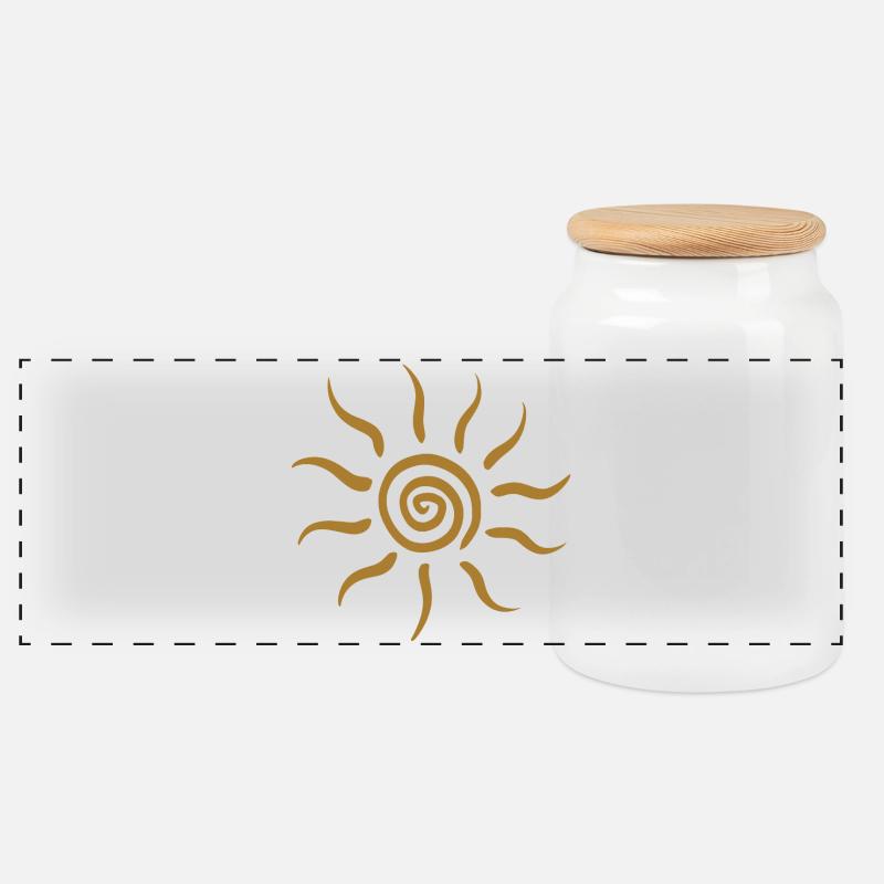 Goldener Spiral-Sonnenstrahl - Panorama Keksdose mit Holzdeckel - Weiß