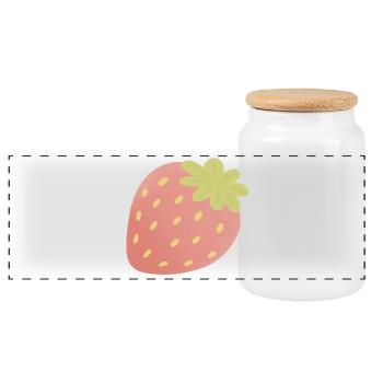 Pastel Strawberry Minimal - Panoramic Cookie Jar with Wooden Lid - white - Front