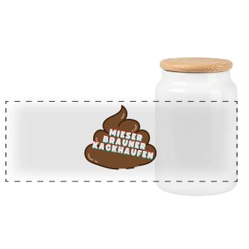 Mieser Brauner Haufen - Panorama Keksdose mit Holzdeckel - Weiß - Vorne