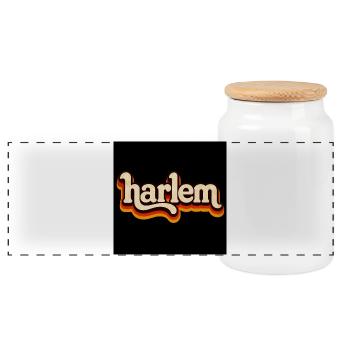 Harlem Retro Logo 70er Jahre - Panorama Keksdose mit Holzdeckel - Weiß - Vorne