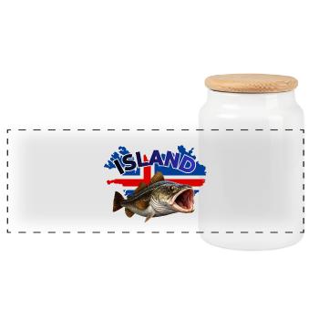 Pêche à la morue en Islande - Boîte à biscuits avec couvercle en bois - blanc - Devant