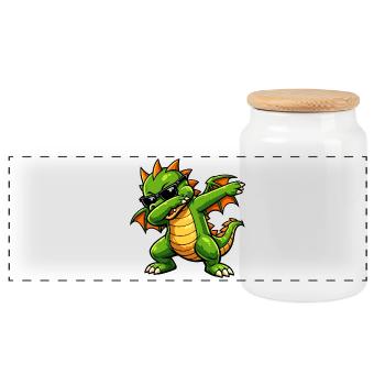 Mignon Dragon Dab - Boîte à biscuits avec couvercle en bois - blanc - Devant