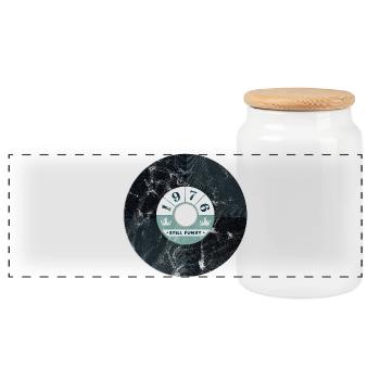 Vintage 1976 - Panorama Keksdose mit Holzdeckel - Weiß - Vorne
