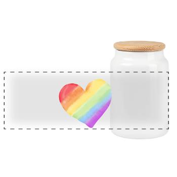 Regenbogen Aquarell Herz - Panorama Keksdose mit Holzdeckel - Weiß - Vorne