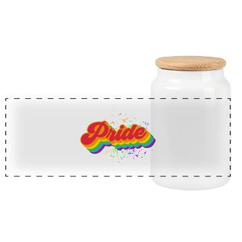 Vague arc-en-ciel de la fierté - Boîte à biscuits avec couvercle en bois - blanc - Devant