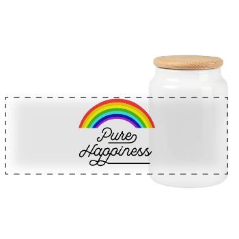 Citation Arc-en-ciel du Bonheur Pur Noir - Boîte à biscuits avec couvercle en bois - blanc - Devant