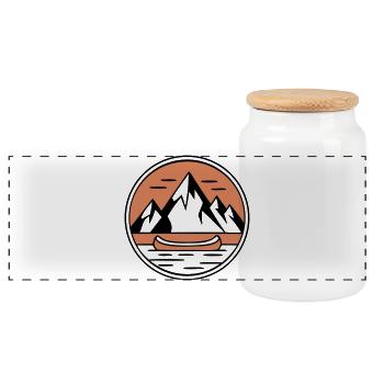 Logo des armoiries du lac Canoe Mountains - Boîte à biscuits avec couvercle en bois - blanc - Devant