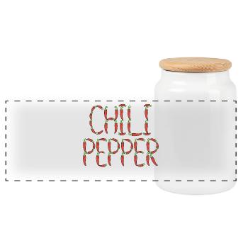 Chili pepper typography - Panoramic Cookie Jar with Wooden Lid - white - Front
