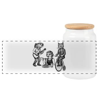 Parade du Trio d’Animaux Fantaisiste - Boîte à biscuits avec couvercle en bois - blanc - Devant