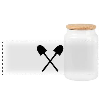 Crossed Shovel - Panoramic Cookie Jar with Wooden Lid - white - Front