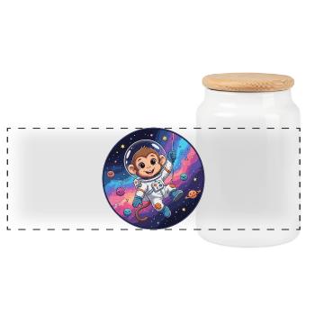 Un astronaute singe dans l’espace stellaire - Boîte à biscuits avec couvercle en bois - blanc - Devant